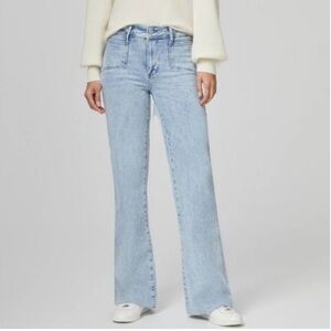 PAIGE 32 NWT Leenah Angled Patch Pocket Blue Jeans in Alivia Wash Wide Leg